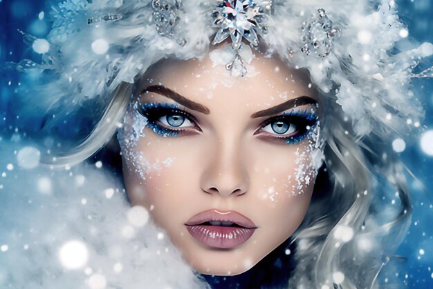 Bajkowa królowa śniegu Obraz przetworzony po obróbce AI