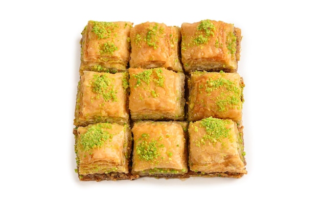 Baklava Pistacjowa Na Białym Tle Deser