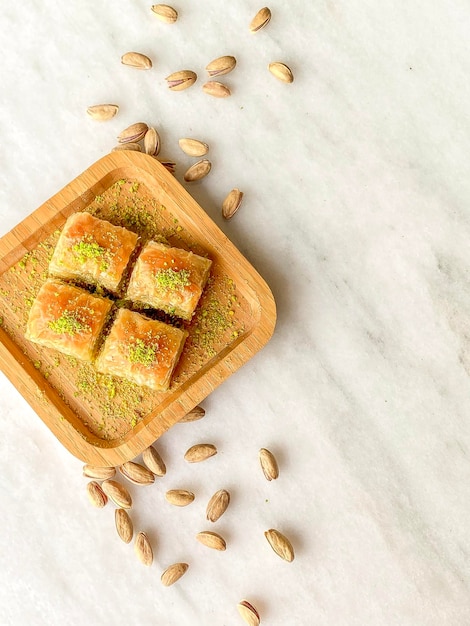 Zdjęcie baklava pistacjowa, tradycyjna turecka baklava.