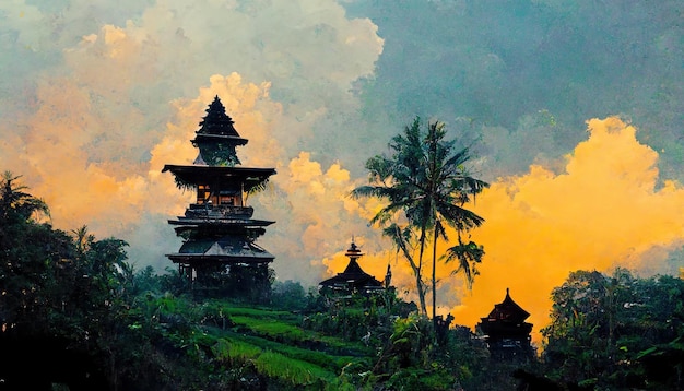 Bali piękny kolorowy krajobrazNatura wyspy Bali Indonezja