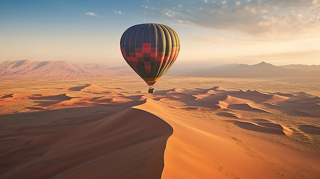 Zdjęcie balon latający nad pięknymi wydmami profesjonalna fotografia powinna wykorzystywać wysokiej jakości generatywną sztuczną inteligencję