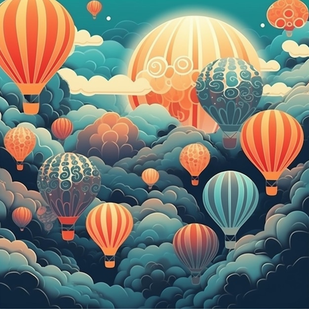 Balon na ilustracji tekstury nieba 5