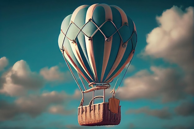 Balon na ogrzane powietrze lecący po niebie Generacyjna sztuczna inteligencja