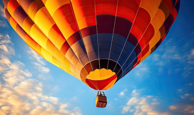Balon na ogrzane powietrze podczas zachodu słońca kolorowa koncepcja podróży balonem nowe doświadczenia