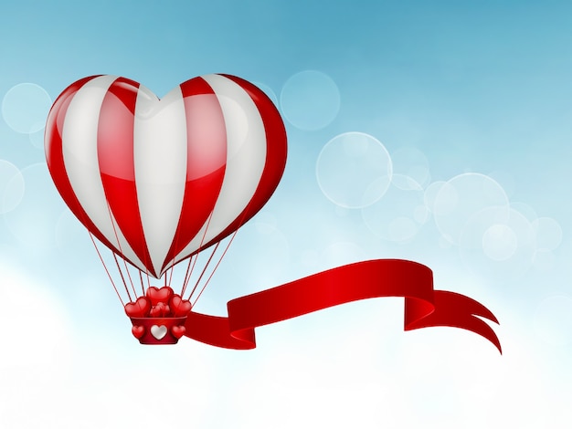 Zdjęcie balon na ogrzane powietrze w kształcie serca na niebie