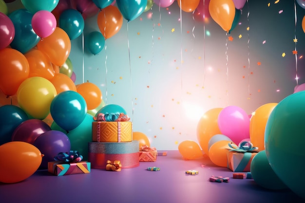 Balon urodzinowy w tle Ilustracja AI GenerativexA