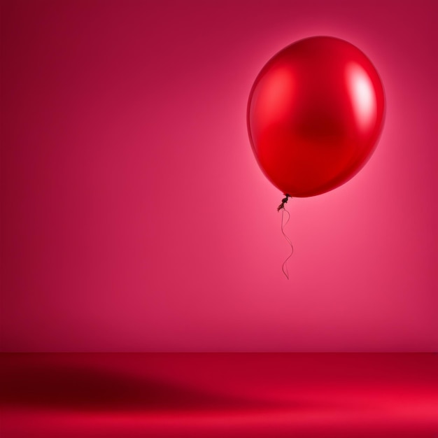 Balon w kształcie koloru czerwonego izolowany na czerwonym tle