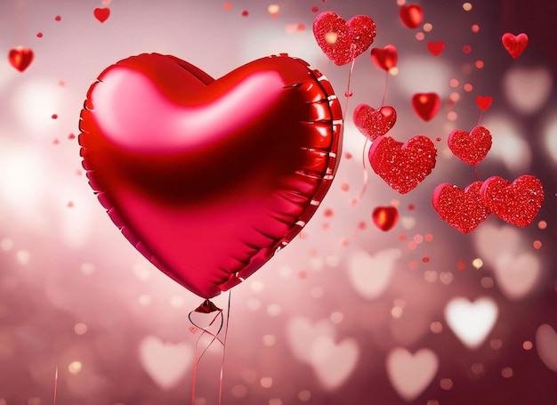 Balon w kształcie serca z napisem miłość