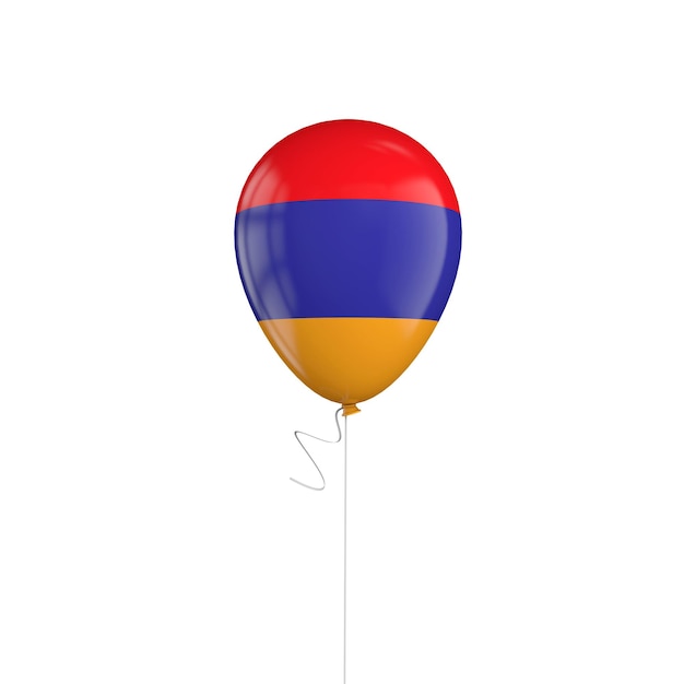 Balon z flagą Armenii na sznurku Renderowanie 3D