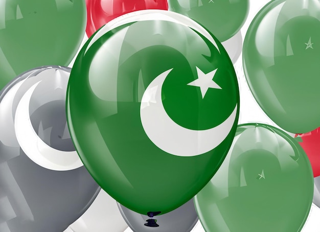 Balon z flagą Pakistanu w kształcie serca renderowania 3D