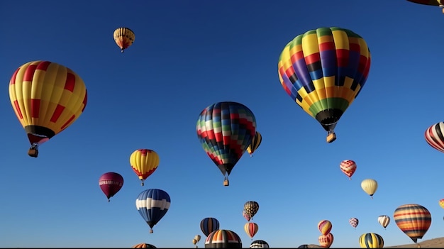 Balony na ogrzane powietrze latają po niebie.