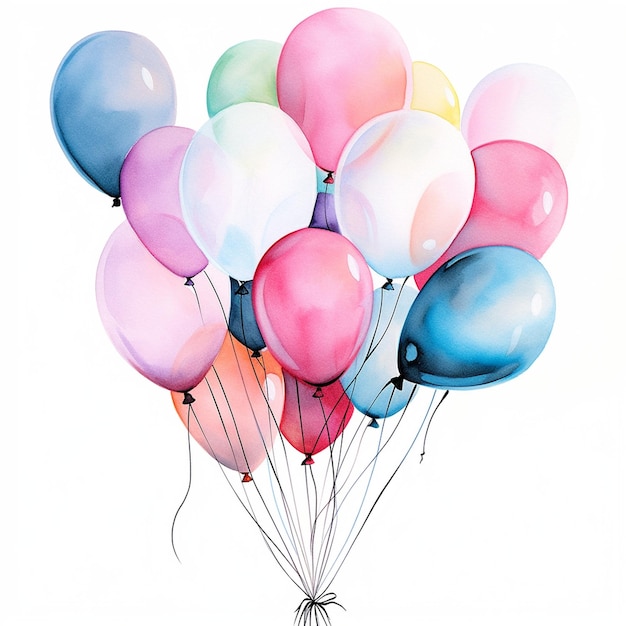 Balony urodzinowe malarstwo akrylowe minimalistyczny płaski kolor