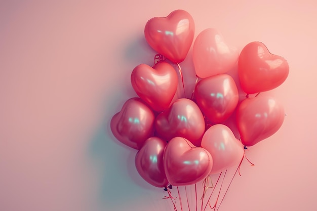 Balony w kształcie serca na różowym tle koncepcja dnia walentynek