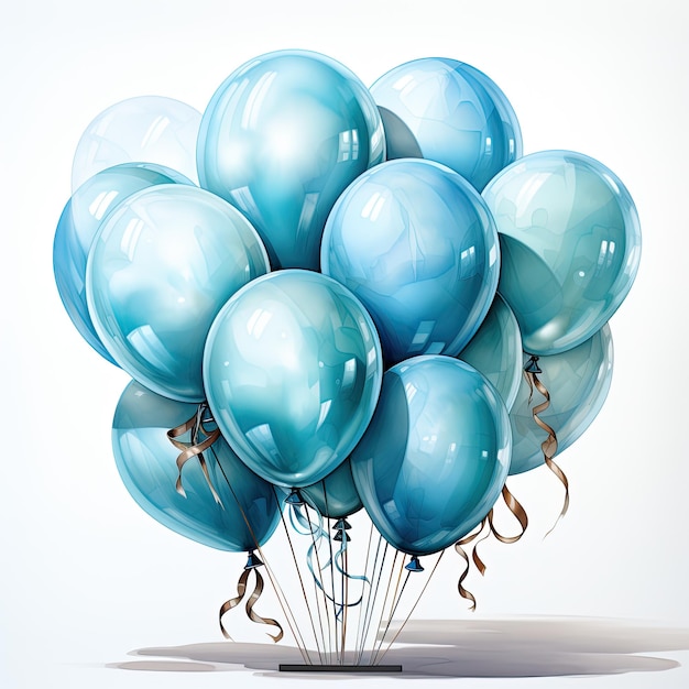 balony w niebieskich odcieniach w stylu akwarelu