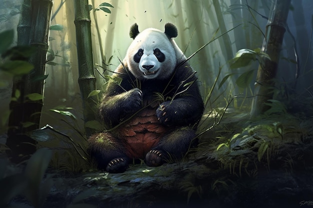 bambusowy las panda 3d generatywny ai