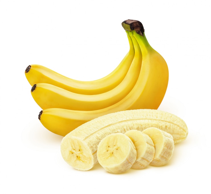 Zdjęcie banan izolowany na białym tle z ścieżką wycięcia