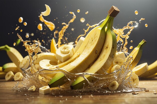 Banan splashes realistyczny styl Close Up na banana