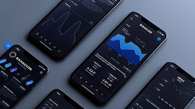 Zdjęcie bancor cryptocurrency liquidity mobile layout with blue them kreatywne projekty tła aplikacji