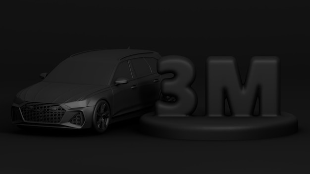 Baner 3D z obserwatorami 3M Dziękujemy za subskrypcję Scena z renderowaniem 3d czarnego samochodu