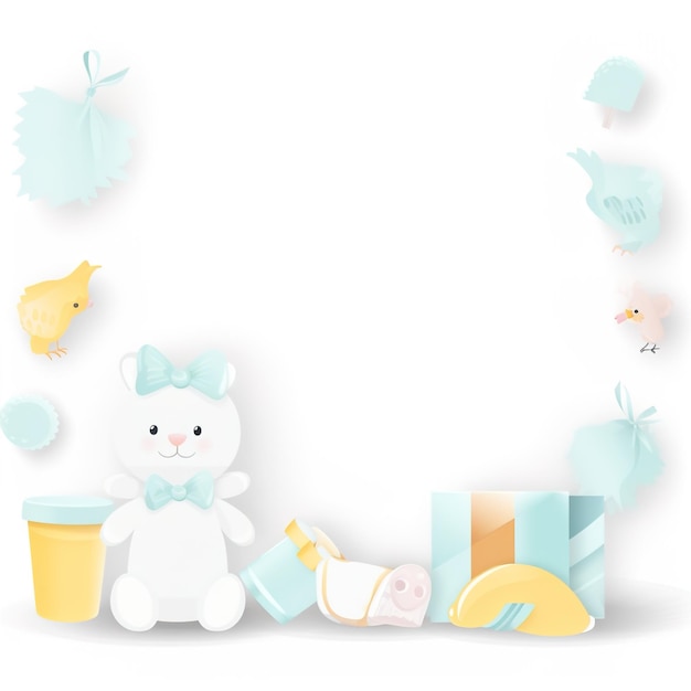 Baner baby shower z rakietą z kreskówek i balonami