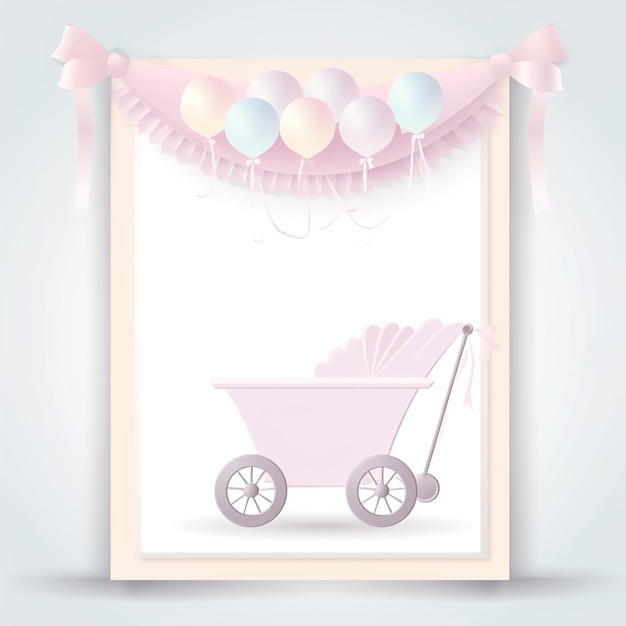 Baner baby shower z rakietą z kreskówek i balonami