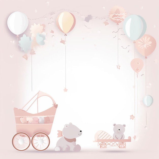 Baner baby shower z rakietą z kreskówek i balonami