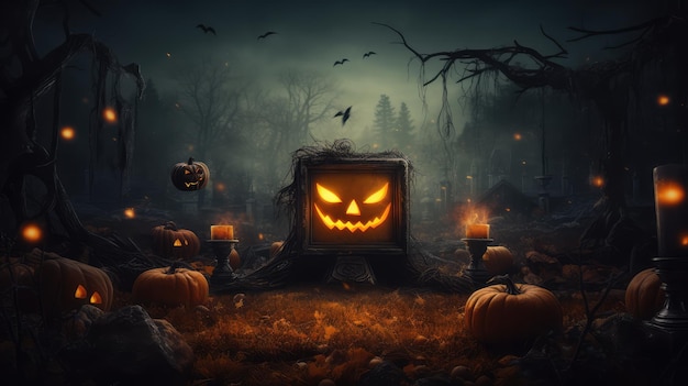 Baner Halloween Wesołych Halloween tapeta wygenerowana przez sztuczną inteligencję