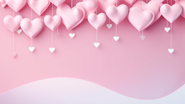 Baner słodkiej miłości na stronę internetową na ślub lub Walentynki z delikatnymi białymi papierowymi sercami