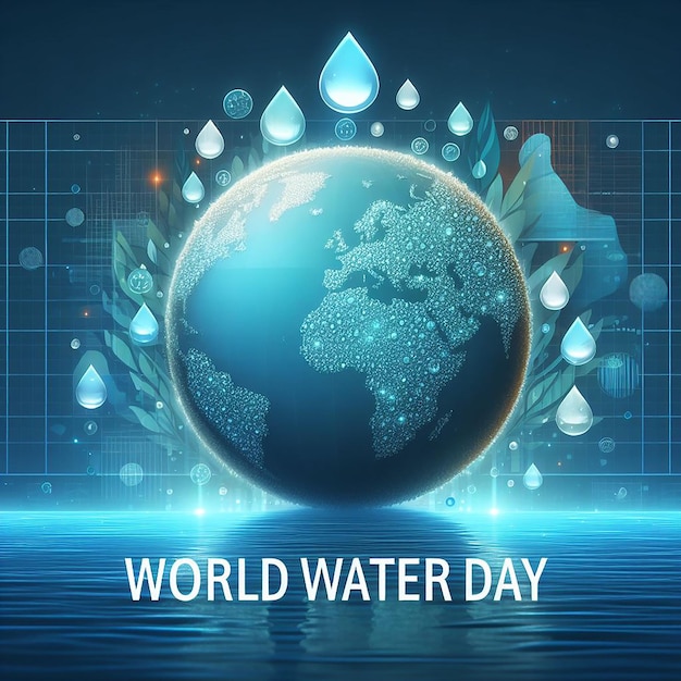Baner Światowego Dnia Wody z globusem i wodą