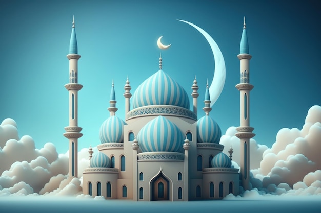 Baner Tła Ramadan Kareem Islamskie święto Generative Ai