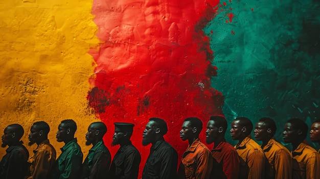 Zdjęcie baner wydarzenia na cześć dnia zniesienia niewolnictwa ilustracja z ludźmi na kolorowym tle