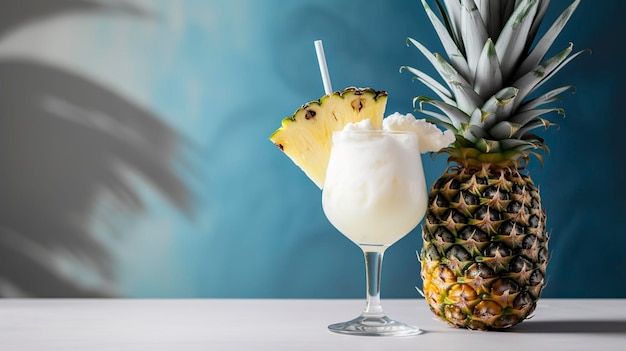 Baner z koktajlem Pinacolada Generative AI