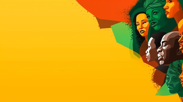 Baner z piękną czarną kobietą Portret kobiety młodego Afroamerykanina z pięknem twarzą