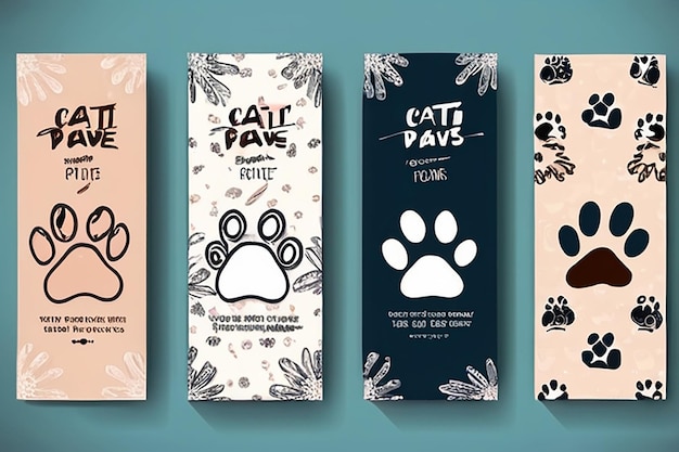 Banery sklepów z zwierzętami domowymi z kotami lub psami, ręcznie narysowane na tle
