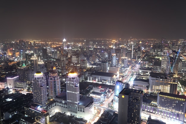 Bangkok miasta widok z góry w nocy