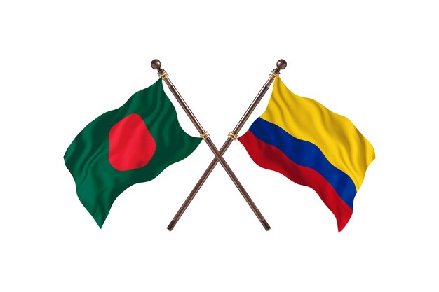 Bangladesz kontra Kolumbia Flagi w tle