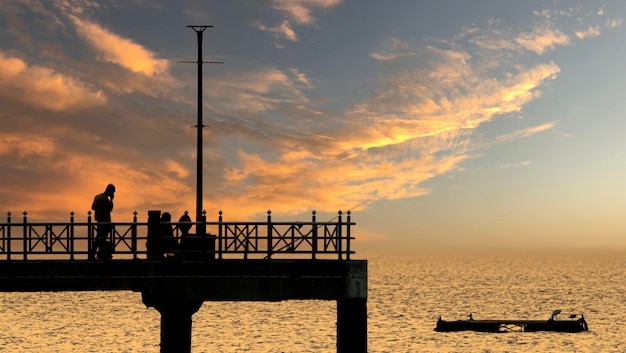 Bangsan Chonburi Tajlandia Molo I Zachód Słońca Na Plaży Bangsan