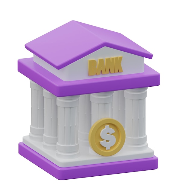 Bank 3d Ikona Na Białym Tle Biały Bacground Renderowania 3d