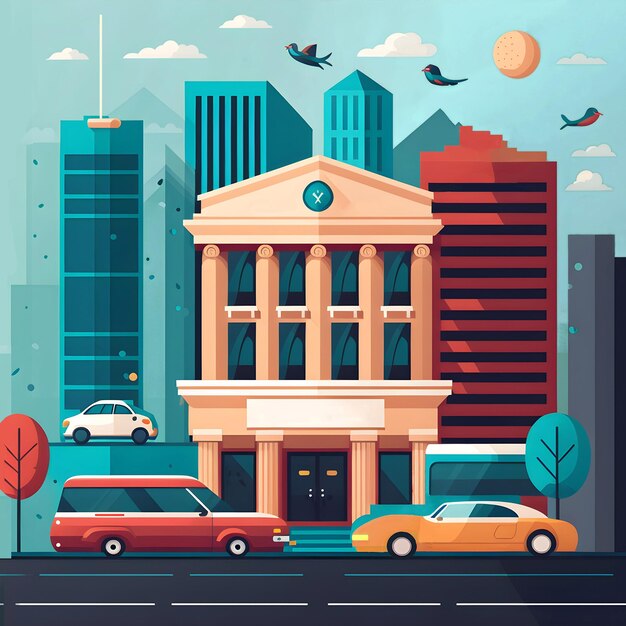 Bank Downtown Facade Government Flat Buildings ubezpieczenie lub ilustracja finansowa