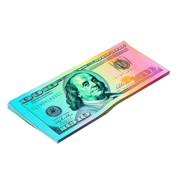 Banknot w modnej palecie kolorów w stylu 3D z generatywną sztuczną inteligencją