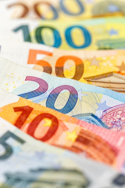 Banknoty euro rachunek oszczędności tło zapłacić płacąc portret format finanse banknoty banknot