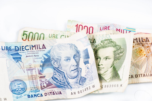 Banknoty Z Włoch. Lira Włoska 10000, 5000, 2000, 1000.