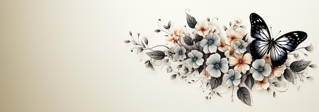 Banner Abstrakcyjny tło sztuki kwiatowej Botaniczne ręcznie narysowane kwiaty malowanie malarstwo szczotkowe Projekt