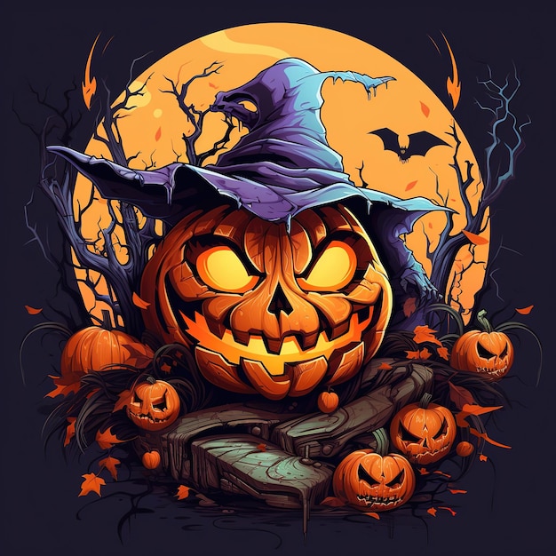 Banner imprezy Halloween z przerażającą twarzą dyni Przezroczyste tło PNG Generative Ai