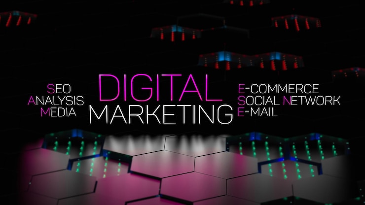 Zdjęcie banner koncepcji marketingu cyfrowego 3d render