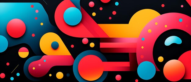 Zdjęcie banner of bold abstract shapes movement primary brights on black livel design art 2d clipart ideas