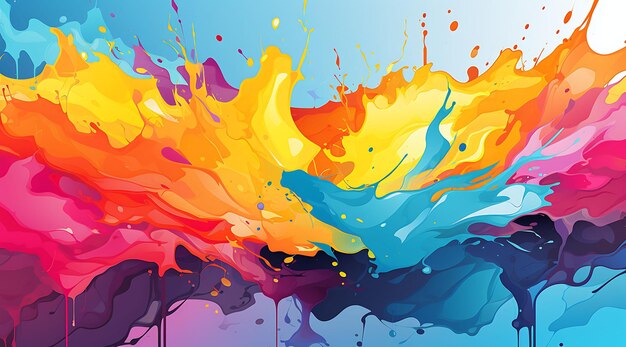 Banner of Creativity Paint Tubes Vibrant Rainbow Colors Paint Splatter Design Art 2D Clipart Ideas