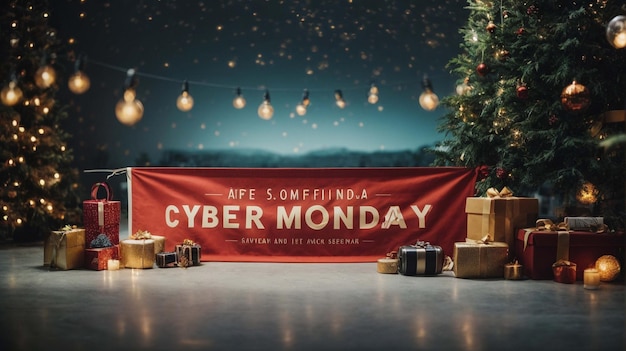 Banner promocyjny Cyber Monday Projekt reklamowy na tle niebieskiej płyty obwodowej Universal vecto