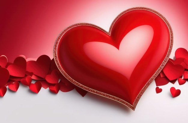Banner ślubny na Dzień Świętego Walentyna z czerwonym, obszernym sercem na czerwonym tle dla sprzedaży miłości