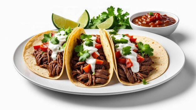 Barbacoa tacos odizolowane na białym tle